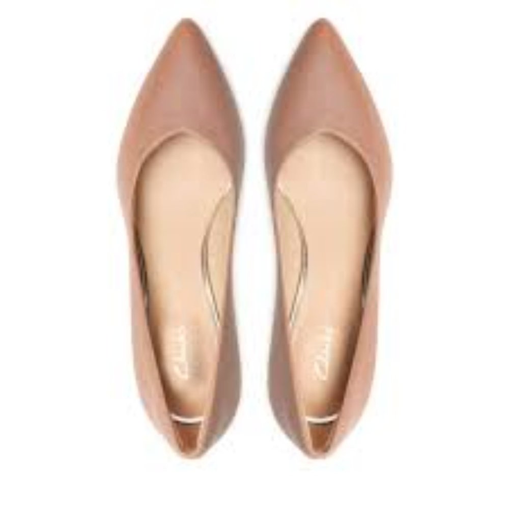 Clarks Violet 55 Court Praline Leather Cuir Praline Shoes/ Size 81/2M